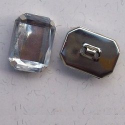 engrampado para costura n�quel com pedra retangular 18X13mm cristal. 2 pe�as